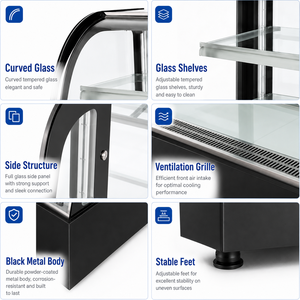 Vitrina Refrigerada Curva para Pasteles, Exhibidor Comercial de Postres con Vidrio Templado, Enfriador de Repostería 220V 2-8 ℃ - Product Image 2