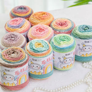 Bufanda de punto hecha a mano DIY, almohada, manta de ganchillo, bola de nieve teñida, 5 hebras, algodón de leche, pastel de arcoíris, bola de hilo degradado - Product Image 2