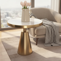 Table basse moderne personnalisée en marbre et pierre frittée avec structure en acier inoxydable pour hôtel, villa, appartement, café