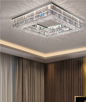 Lustre carré en cristal LED moderne de luxe pour salon, chambre simple, hôtel, villa