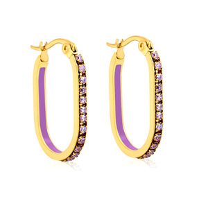Pendientes de Diamantes Ovalados de Acero Inoxidable para Mujer, Uso Diario, Forma Geométrica, Diamantes Sintéticos Cultivados en Laboratorio, Origen Dongguan - Product Image 5