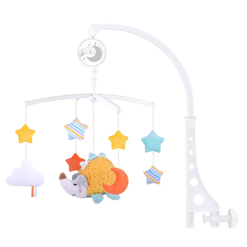 Cute Cartoon Animal Plush Design Musical Baby Crib Mobile Soother Toy Baby Bed com suspensão giratória Brinquedos