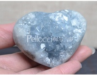 Pierres de guérison naturelles en forme de cœur grappes de cristal de célestite bleue pour la décoration de méditation