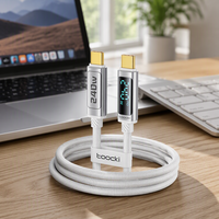 Câble USB C tressé Toocki 240W à charge rapide, synchronisation de données haute vitesse 480 Mbps, type C vers type C, cordon de charge pour ordinateur portable et téléphone