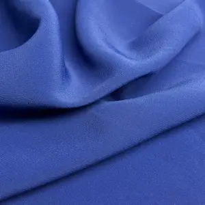 Custom Navy Blue Plain Dyed 140cm Silk Crepe De Chine With Viscose Blends 100% Silk Heavyweight Dress Fabric For Girls