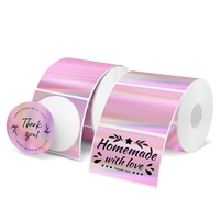 Étiquettes thermiques holographiques personnalisées or et argent, étiquettes adhésives, étiquettes thermiques imperméables avec code-barres, autocollants pour emballage cadeau