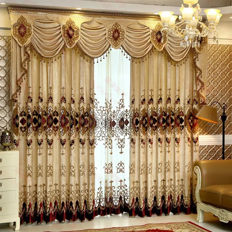 Blackout Embroidered Floral Curtain Custom Embroidery Window Luxury European Curtains for the Living Room