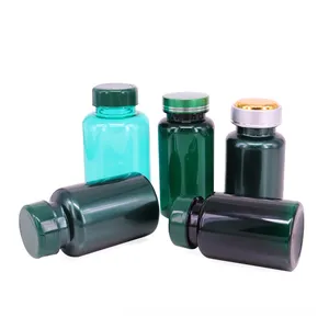 Botella de suplemento de plástico pet, cápsulas de softgel multivitamina, color verde oscuro, 400ml