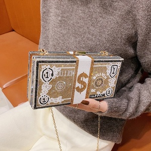 Nuove <span class=keywords><strong>Borse</strong></span> Eleganti per Cene e Feste, Borsa a Tracolla con Motivo Dollaro per Donne, <span class=keywords><strong>Mini</strong></span> Borsette di Lusso, Pochette da Sera con Strass - Product Image 2