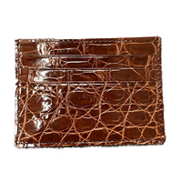 Portefeuille fin pour homme en cuir de crocodile véritable noir de luxe, porte-cartes de crédit, cuir exotique véritable, portefeuilles minimalistes