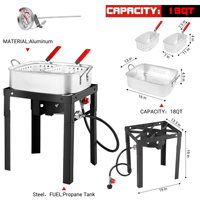 Friteuse à gaz propane d'extérieur multifonction, cuiseur à fruits de mer et friteuse profonde avec capacité de 5 et 18 litres pour équipement de restauration