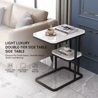 Table d'appoint moderne de bonne qualité à double niveau, table de chevet pour chambre à coucher, table basse avec étagère de rangement