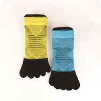 Chaussettes de sport pour jeunes à cinq orteils, en coton coloré, avec semelle en tissu éponge et enveloppement élastique, pour yoga, course et athlétisme