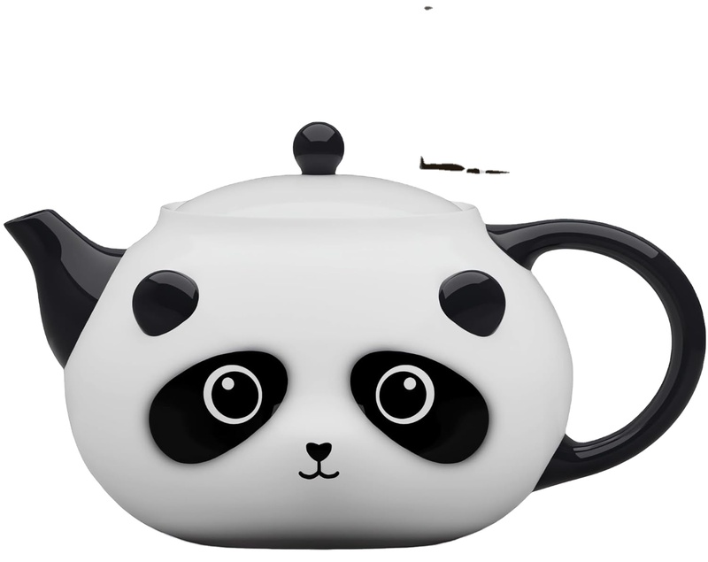 Panda Teapot Lack and White Teapot
