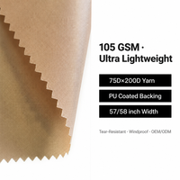Tissu sergé 230T avec revêtement PU, 100% polyester, résistant à l'eau pour produits d'extérieur et bagages, tentes, auvents, sacs à dos, PU, PVC, TPU