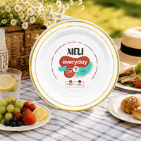 Assiettes en carton XIELI fabriquées en Indonésie, 10 pouces, très résistantes, lot de 20, compatibles micro-ondes, sans PFAS, résistantes à la graisse, anti-fuite, pour fêtes