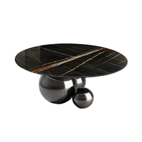 Meubles de salon modernes pour la maison, table basse ronde en marbre, en acier inoxydable et en fer forgé, style nordique, pour usage hôtelier