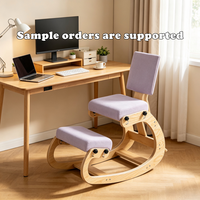Chaise ergonomique à bascule et à genouillères, structure en contreplaqué avec coussins réglables, siège de bureau et d'étude correcteur de posture pour la maison/le bureau