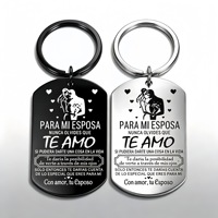 Porte-clés de couple en acier inoxydable gravé « Para Mi Esposa Te Amo », pendentif en forme de plaque militaire, cadeau de Saint-Valentin pour femme, cadeau de mariage pour couple