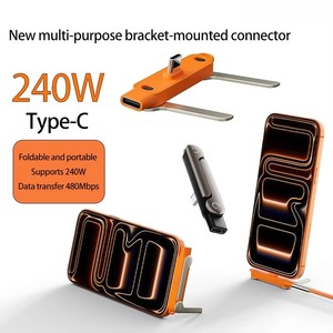 Portable Fast Charge Connector Type-C adapter for Phones 2-in-1 Type-C Fast Charging Adapter with Multi-angle Foldable Stand - Product Image 2