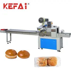 KEFAI fornitore di macchine per l'imballaggio alimentare di panini per hamburger con sacchetto di cuscino orizzontale a flusso completamente automatico