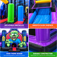 Château gonflable Ceyu avec figurine de zombie verte et toboggan bleu pour location de fête d'Halloween