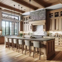 Armoires de cuisine modulaires CBMmart en stratifié avec charnières, robinet, évier, crédence, portes en bois massif, caisson en contreplaqué, design moderne, granit, marbre