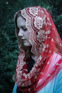 Velos <span class=keywords><strong>de</strong></span> mujer Católica Musulmana encaje Evintage chal bordado tradicional Vintage inspirado infinito <span class=keywords><strong>Mantilla</strong></span> capilla velo - Product Image 5