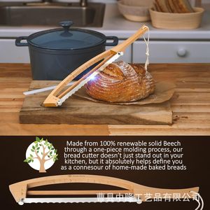 Wooden <b>Bread</b> <b>Knife</b> 8-9.9in Stainless Steel Blade Durable For Slicing Baguette Toast Kitchen Use - Product Image 4