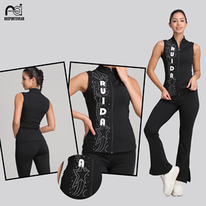 Conjunto de Calentamiento Personalizado con Sublimación para Porristas, Traje de Entrenamiento Cómodo para Mujer, Chaqueta y Pantalones de Porristas para Niñas - Product Image 4