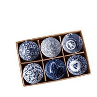 Ensemble de bols en céramique de style japonais, vaisselle créative, bols en porcelaine bleu et blanc, passe au micro-ondes, glacés, pour mariage, anniversaire