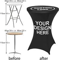 Housses de table cocktail modernes personnalisées à bords surélevés, imprimées en spandex, pour la maison, l'extérieur, les mariages et les fêtes, en tissu plastique