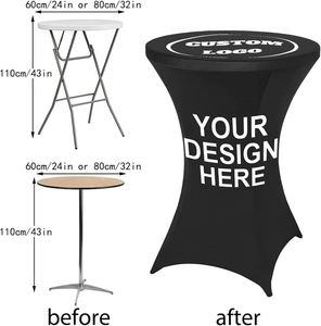 Housses de table cocktail modernes personnalisées à bords surélevés, imprimées en spandex, pour la maison, l'extérieur, les mariages et les fêtes, en tissu plastique - Product Image 3