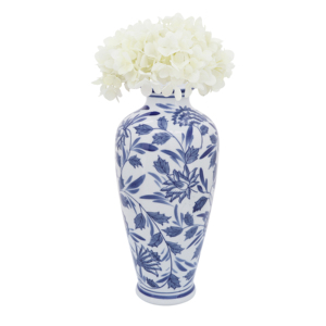 Vaso in Ceramica Blu e Bianco con Motivo Floreale, Decorazione Elegante per Tavolo in Stile Chinoiserie - Product Image 2