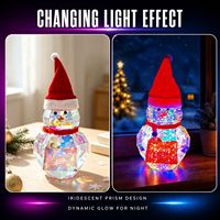 Décoration de Noël LED Bonhomme de Neige Iridescent 3D Géométrique Alimenté par USB Lumières de Fête Décoration de Table Figurine de Noël Cadeau