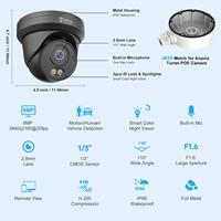 Caméra IP PoE 8MP avec détection humaine, lumière hybride couleur, vision nocturne jusqu'à 20m, micro intégré, IP66, H.265, mini tourelle