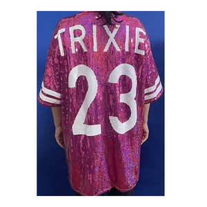 Fábrica personalizada Rosa <span class=keywords><strong>Trixie</strong></span> lentejuelas Jersey tamaño más grande vestido de lentejuelas rosa al por mayor - Product Image 3