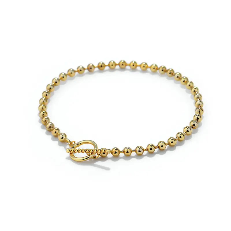 Bracelet fin en argent Sterling 925 pour femmes, chaîne en or, fermoir en perles, à maillons, rétro, bijoux