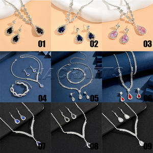 Изысканный свадебный комплект украшений из хрустальных страз для невесты и подружек невесты, комплект для выпускного вечера: колье и серьги, поставляемый напрямую с фабрики. - Product Image 6