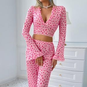 Nuovo <span class=keywords><strong>Pigiama</strong></span> Sexy Europeo e Americano con Scollo Profondo a V e Motivo a Cuore in Rete - Product Image 1