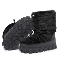 Bottes de neige d'hiver pour femmes, mi-mollet, à semelle épaisse, chaudes et tendance, style européen et américain, export transfrontalier, semelle plateforme Puda, fourrure