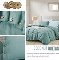 100% Stonewashed Français Lin Couette Couverture Ensemble Noix De Coco Bouton Fermeture 4 Pièces Lin Housse De Couette