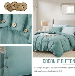 100% stonewashed pháp lanh <span class=keywords><strong>Comforter</strong></span> Bìa Set dừa nút đóng cửa 4 mảnh <span class=keywords><strong>Linen</strong></span> Duvet cover - Product Image 6