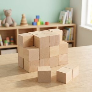 Bloques de Construcción de Madera Natural sin Acabado, Cubos de Madera Lisos, Personalizables, Bloques Educativos DIY para Niños y Manualidades - Product Image 2