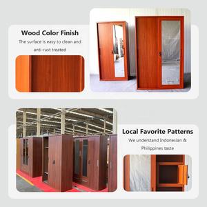 Armario Metálico <span class=keywords><strong>de</strong></span> Dos Puertas Corredizas con Espejo, Diseño Personalizado para Dormitorio, Color Madera, Impreso, <span class=keywords><strong>de</strong></span> Alta Calidad Premium - Product Image 4