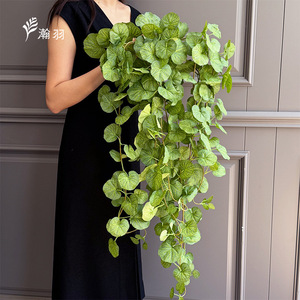 Bégonia artificiel suspendu mural, plante verte en soie, branche unique, décoration intérieure - Product Image 1