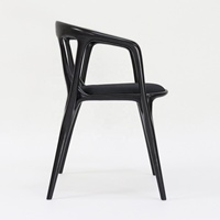 Chaise de salle à manger moderne en bois de frêne massif, chaise de salle à manger en bois à dossier ouvert avec coussin de siège en tissu rembourré pour la salle à manger à domicile