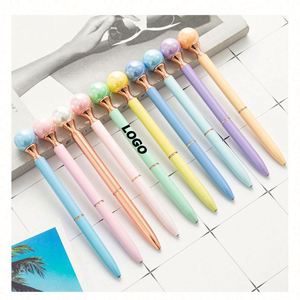 Stylos à bille en métal or rose personnalisés avec une grosse tête en perle, parfaits pour l'école, le bureau, les cadeaux promotionnels - Product Image 1