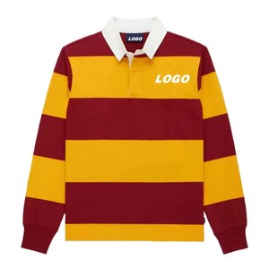 OEM Custom Collar 100% Cotton Polo <strong>Shirt</strong> <strong>with</strong> logo Long Sleeve <strong>Jumper</strong> Striped Knitted Rugby Golf Polo <strong>Shirt</strong> for Men - Product Image 2