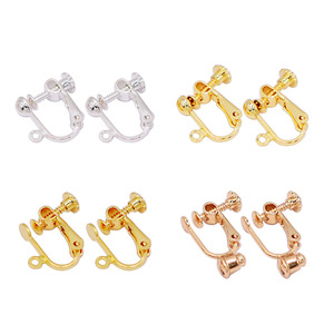 Copper Ear <b>Clip</b> Converter 18K Gold Plated U Shaped Adjustable Screw For Earrings Without Piercings Small Size - Product Image 2